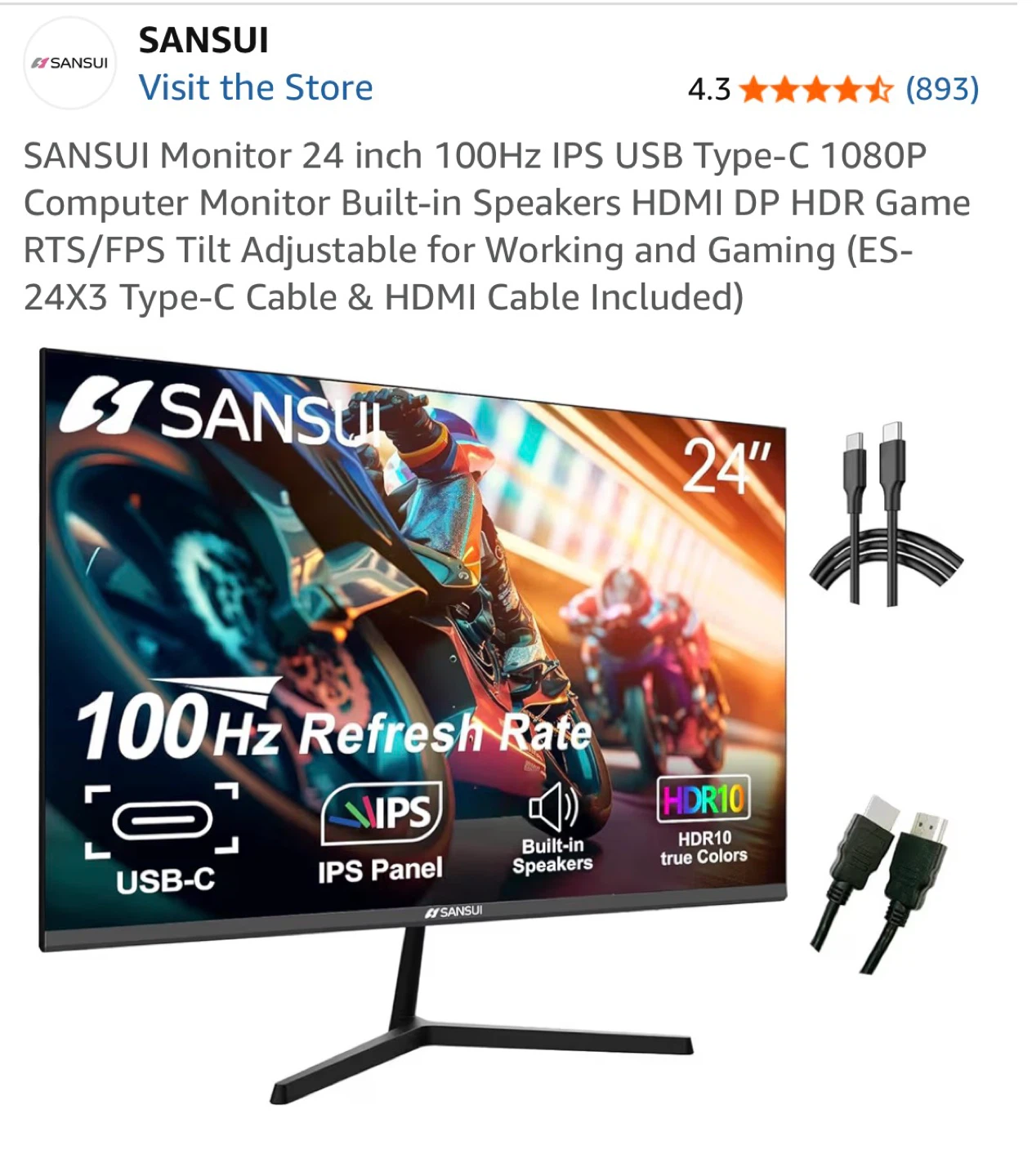 SANSUI 24” Monitor + IKEA monitor stand - photo 3