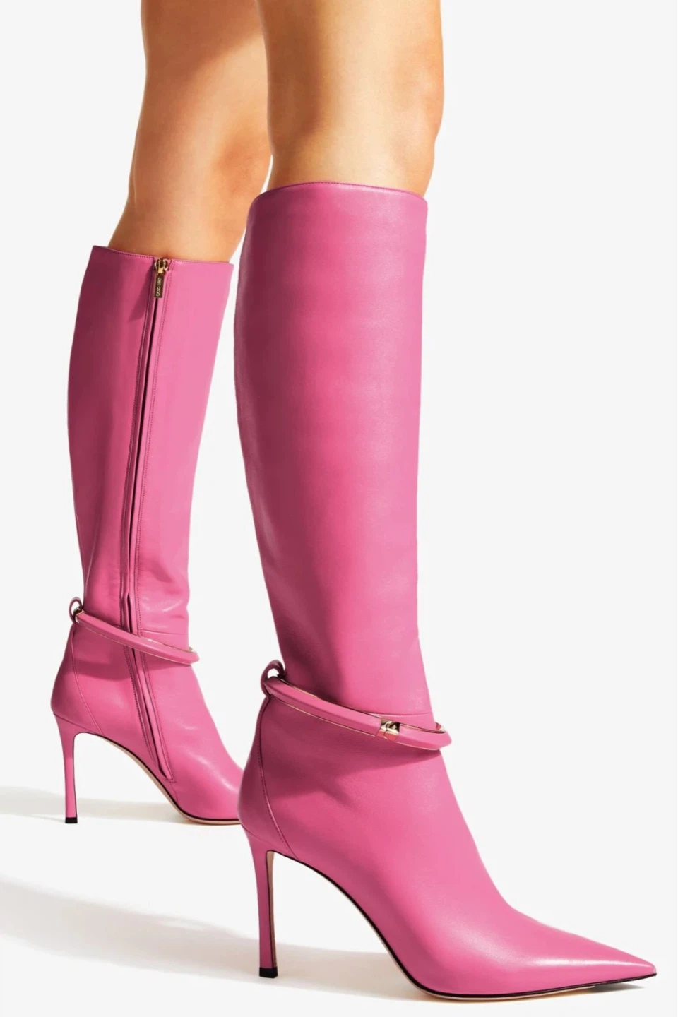 Jimmy Choo Pink Leather Knee-High Boots - Size 39 - photo 4