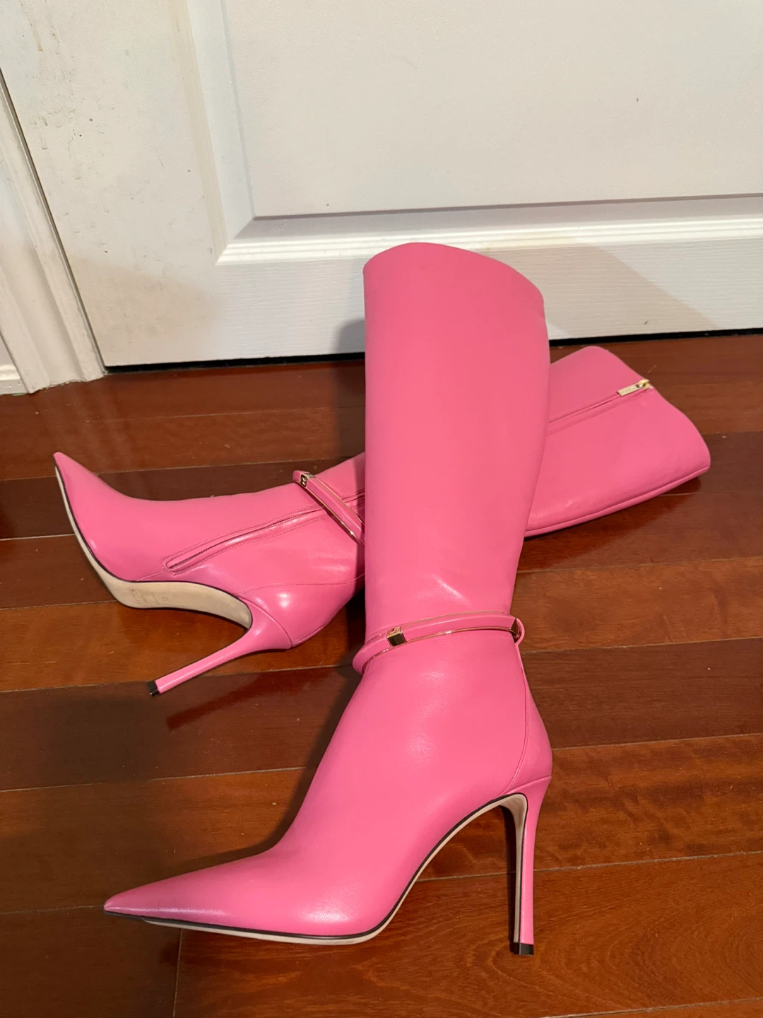 Jimmy Choo Pink Leather Knee-High Boots - Size 39 - photo 5