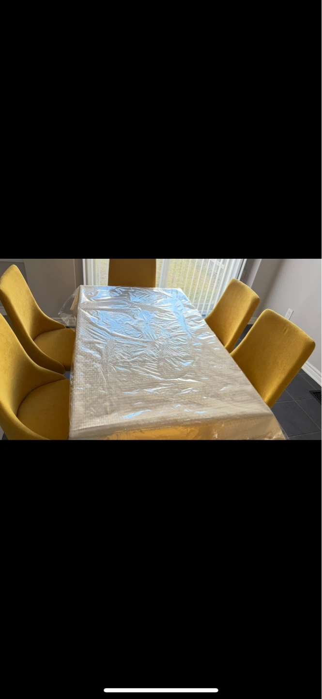 Glass Top Dining Table with 6 mustard Chairs - photo 4