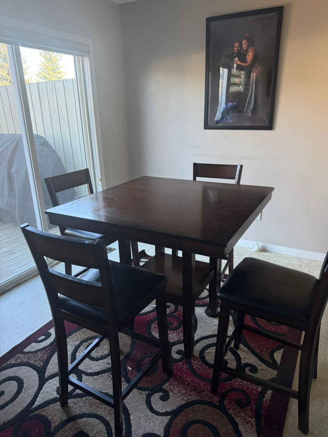 Dark Wood Counter Height Dining Set with 4 Chairs - photo 2
