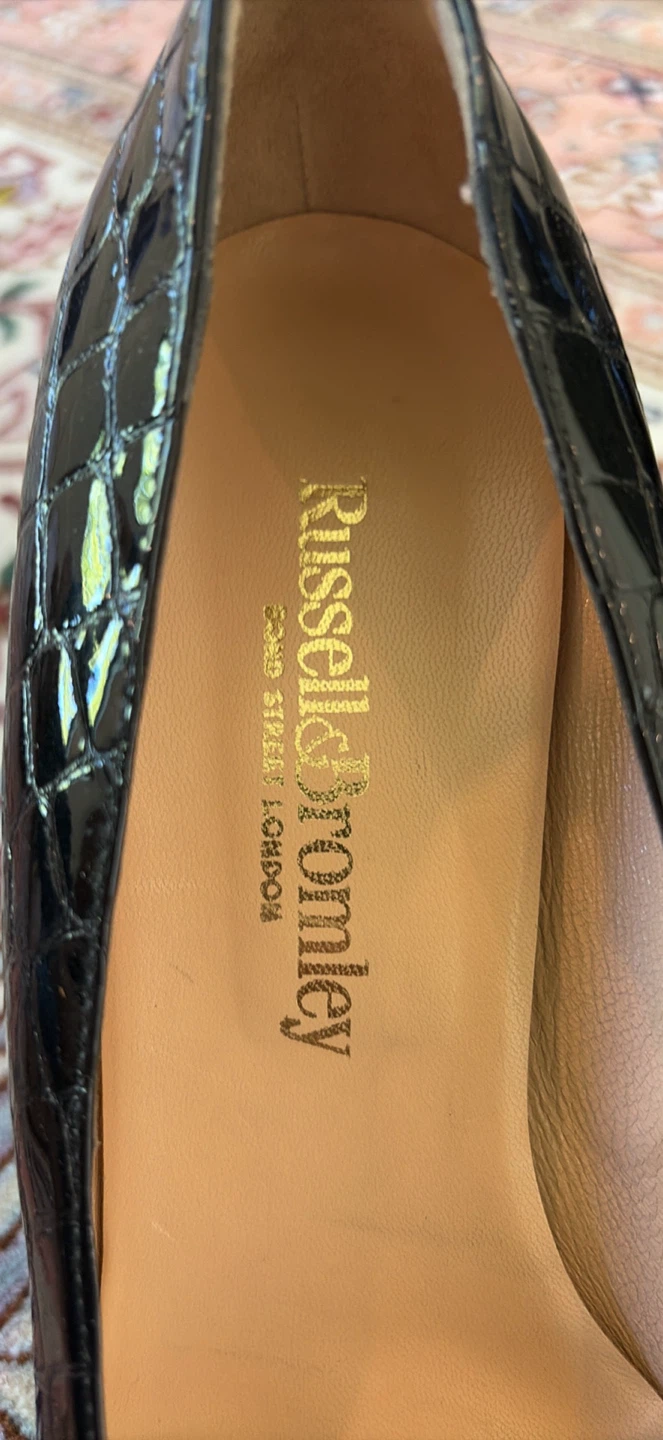 Russell & Bromley VINTAGE Black Croc Heels Size 41 - photo 2