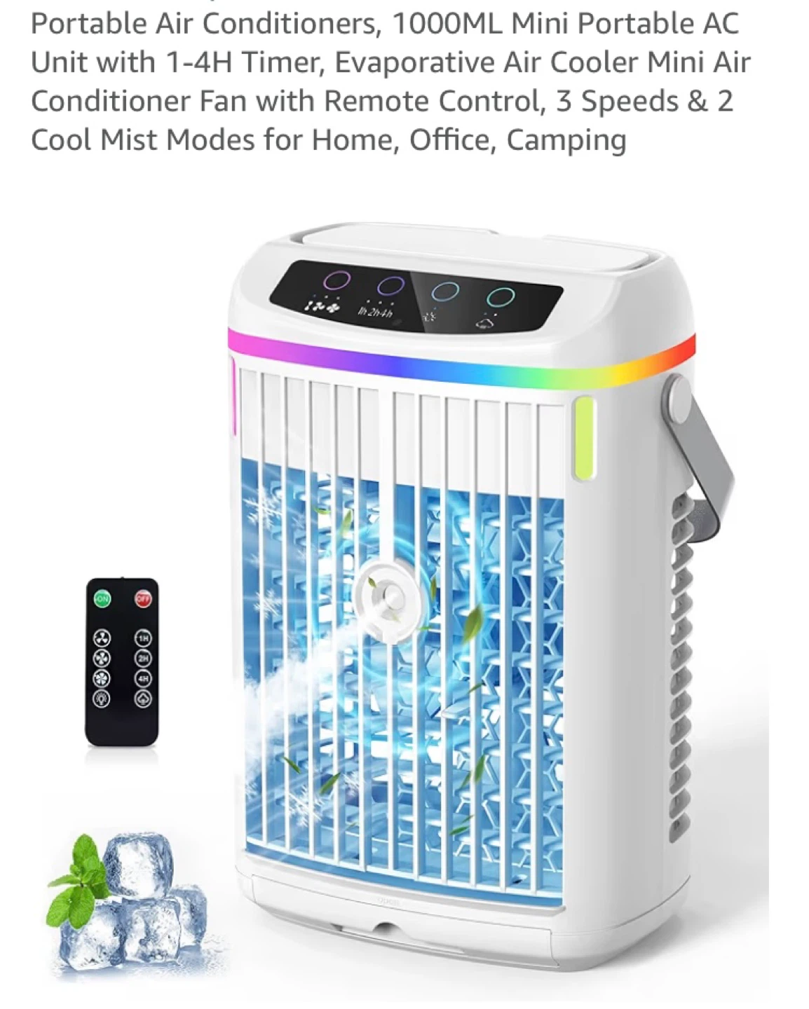 Portable Air Cooler Fan Humidifier with Remote Control
