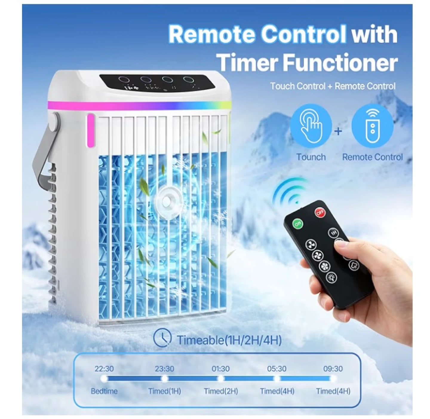 Portable Air Cooler Fan Humidifier with Remote Control - photo 3