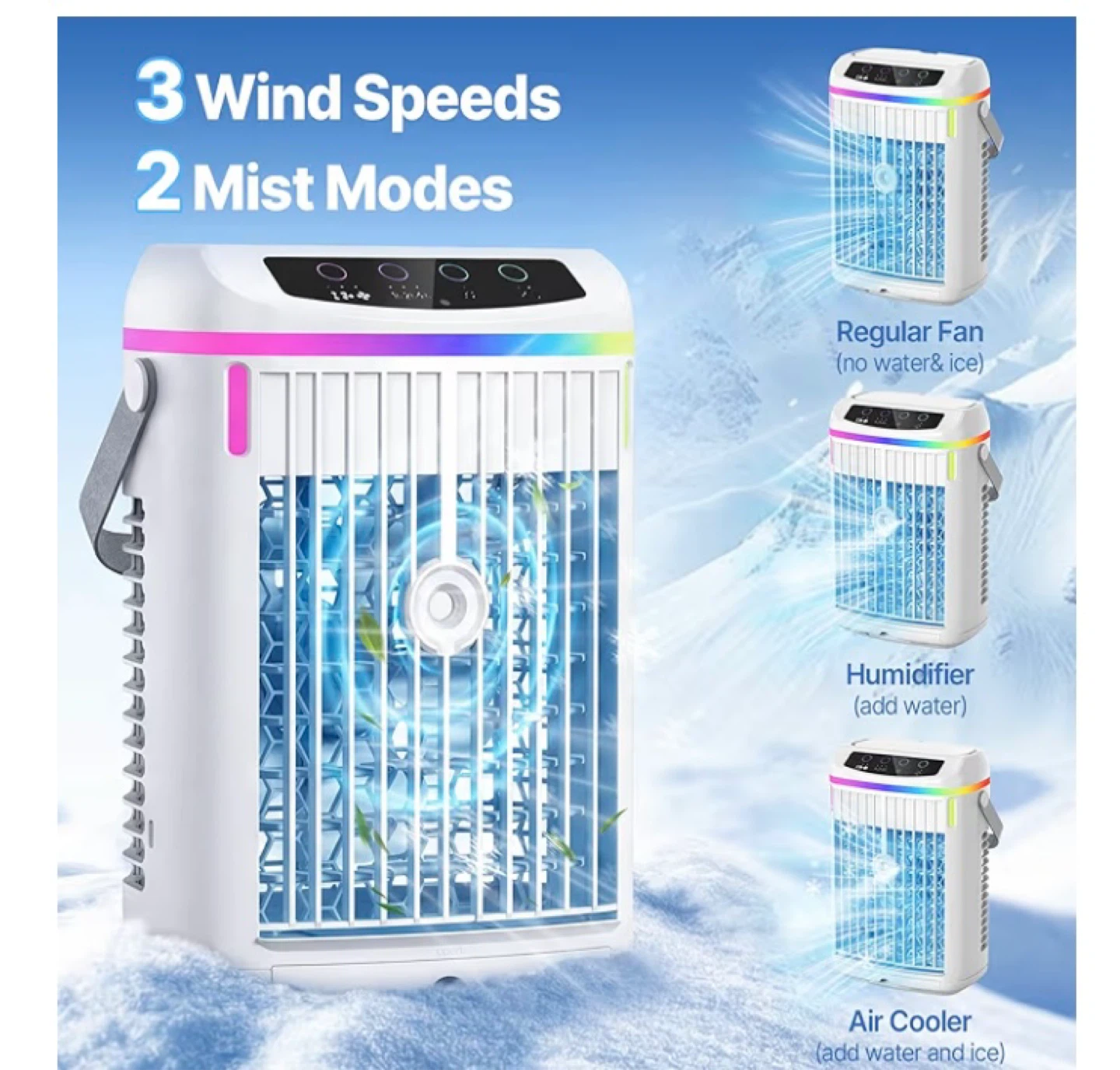 Portable Air Cooler Fan Humidifier with Remote Control - photo 5
