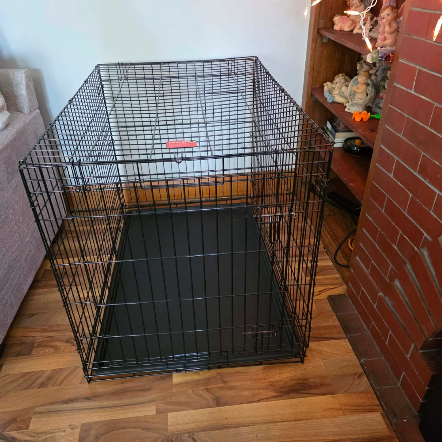 Black Metal Dog Crate with Tray - photo 2