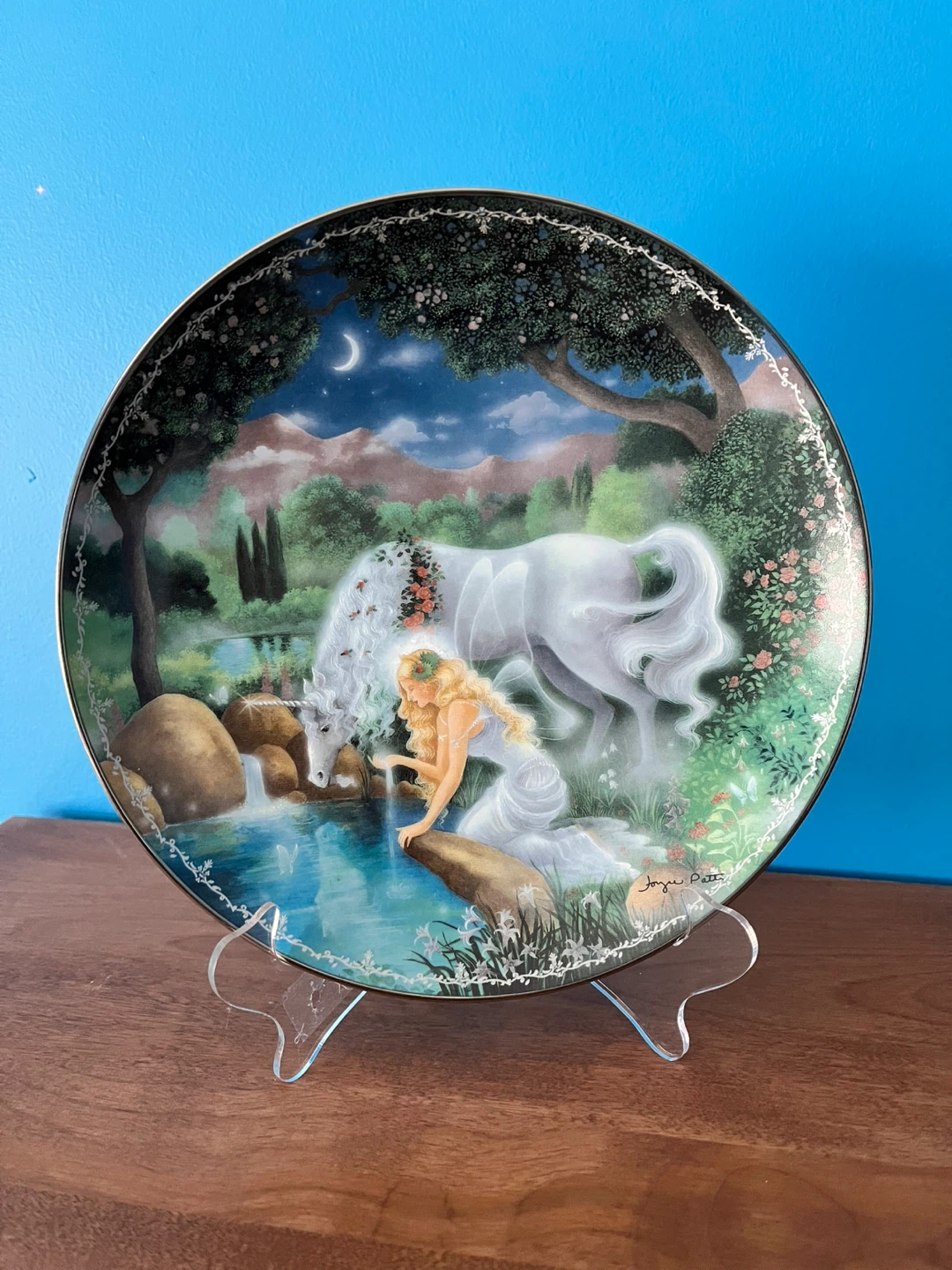 Fantasy Unicorn and Fairy Collector Plate