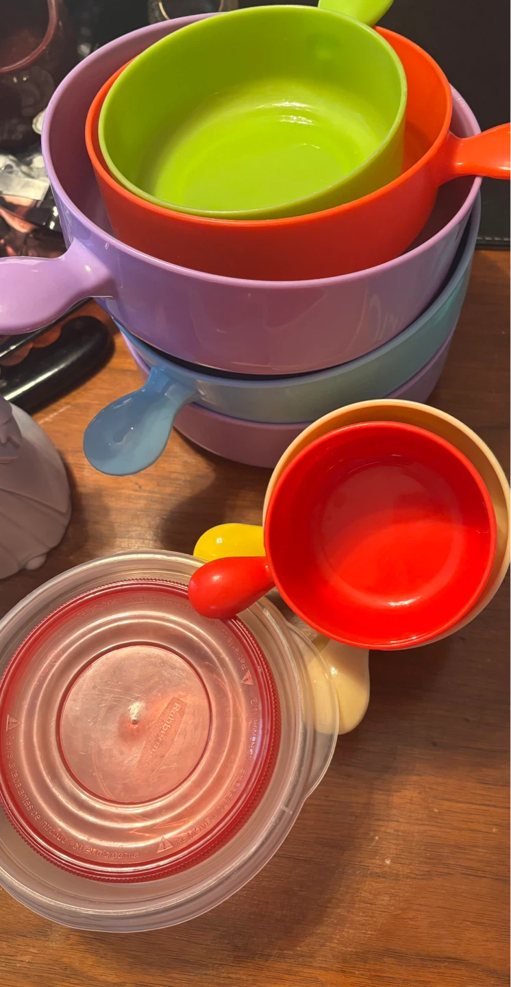 Mixing Bowls with Lids (some wear)