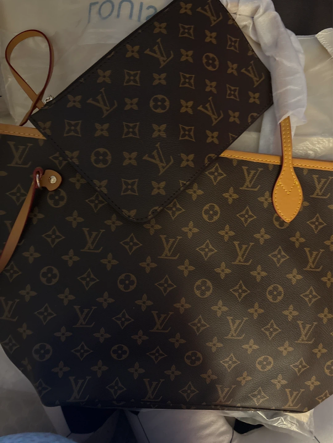 🌱 NEW LV  Monogram Canvas Neverfull Tote Bag with Pouch