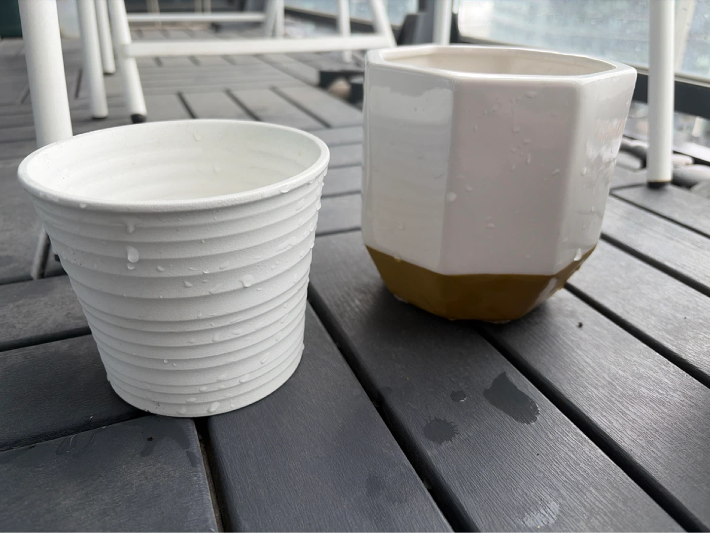 White Fluted and Octagonal Planters (Set of 2)