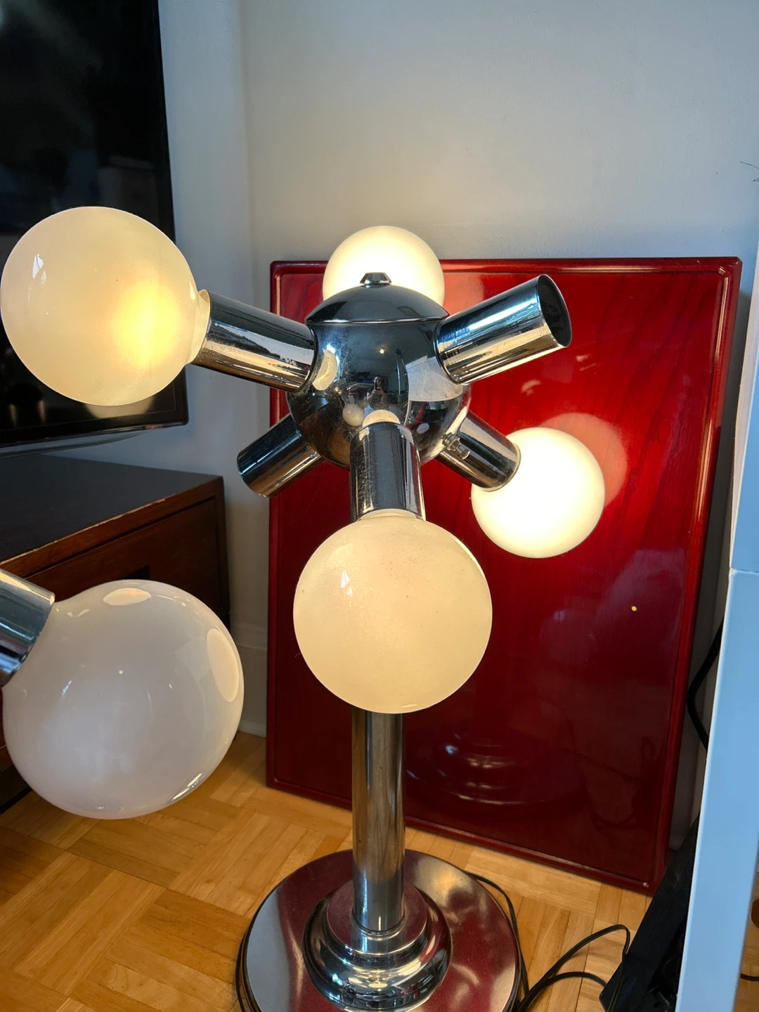Chrome Sputnik Table Lamp with 5 White Globes - photo 5