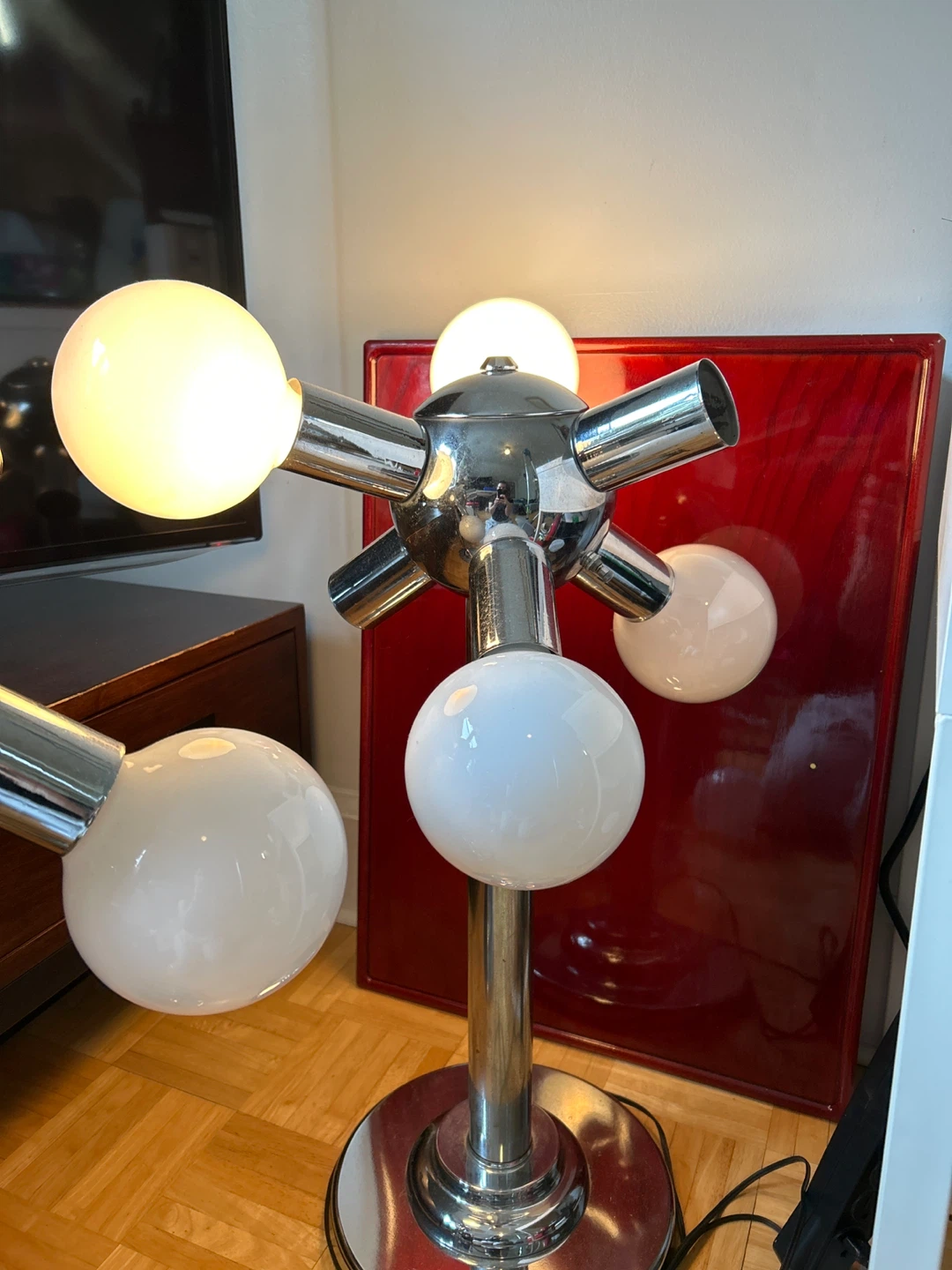 Chrome Sputnik Table Lamp with 5 White Globes - photo 4