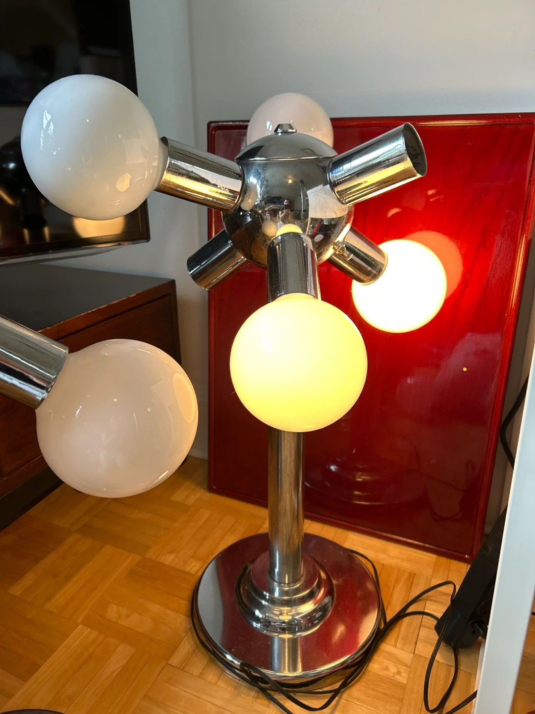 Chrome Sputnik Table Lamp with 5 White Globes - photo 3