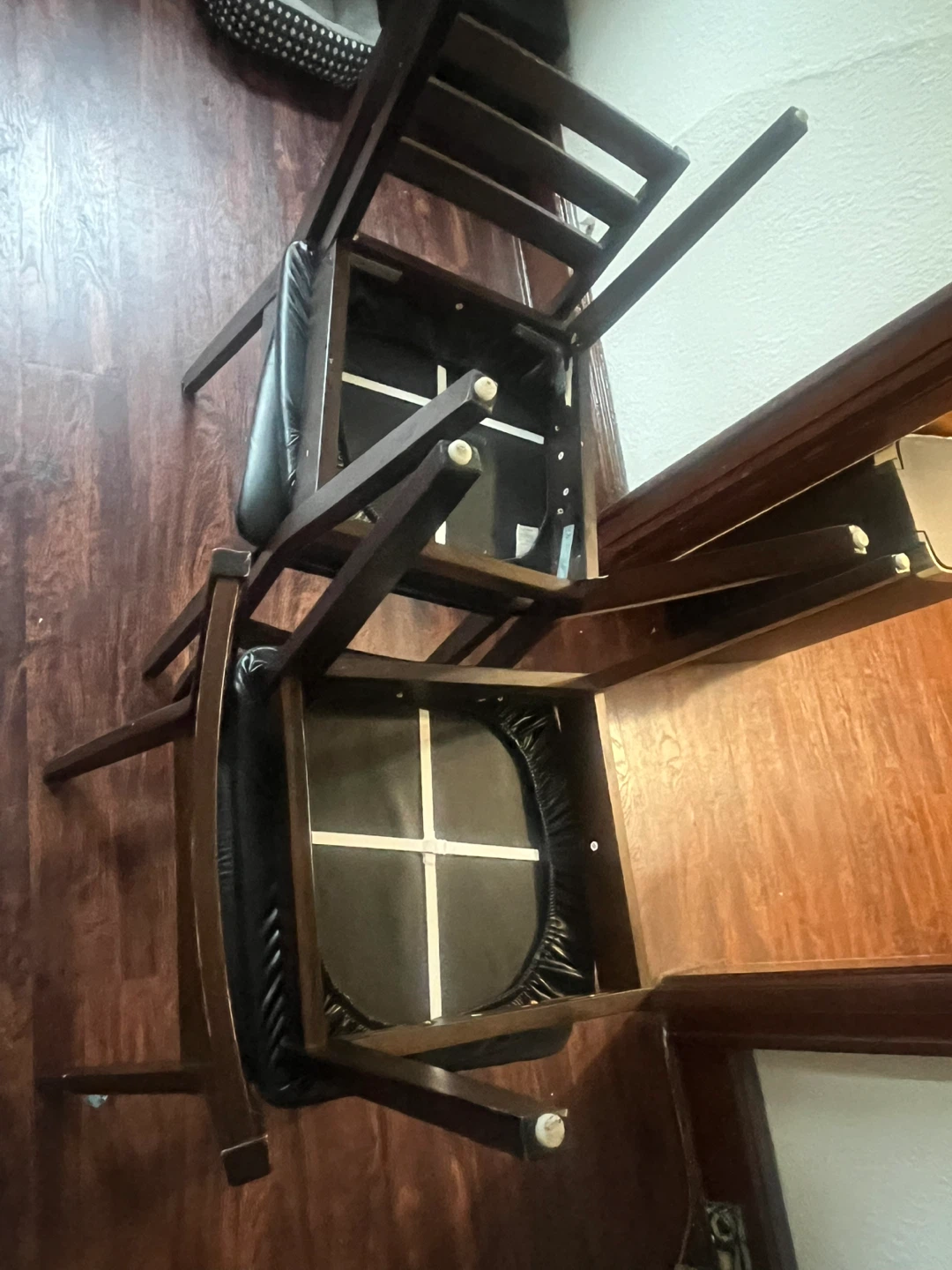 Set of 4 Black Dining Chairs with Wooden Frames - photo 2