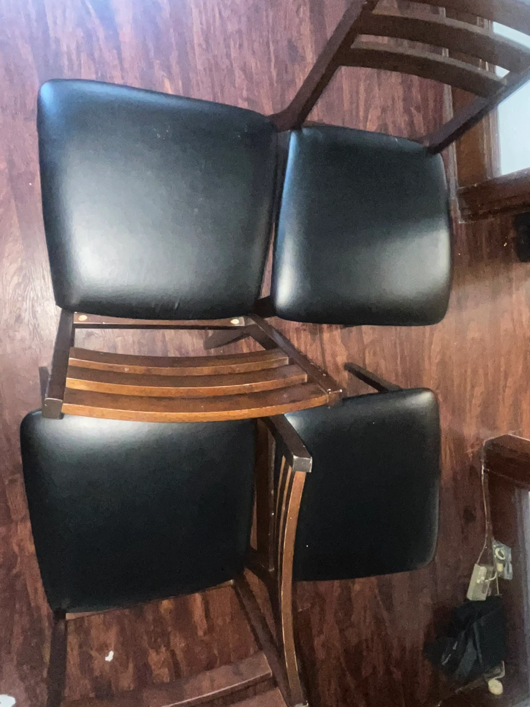 Set of 4 Black Dining Chairs with Wooden Frames - photo 3