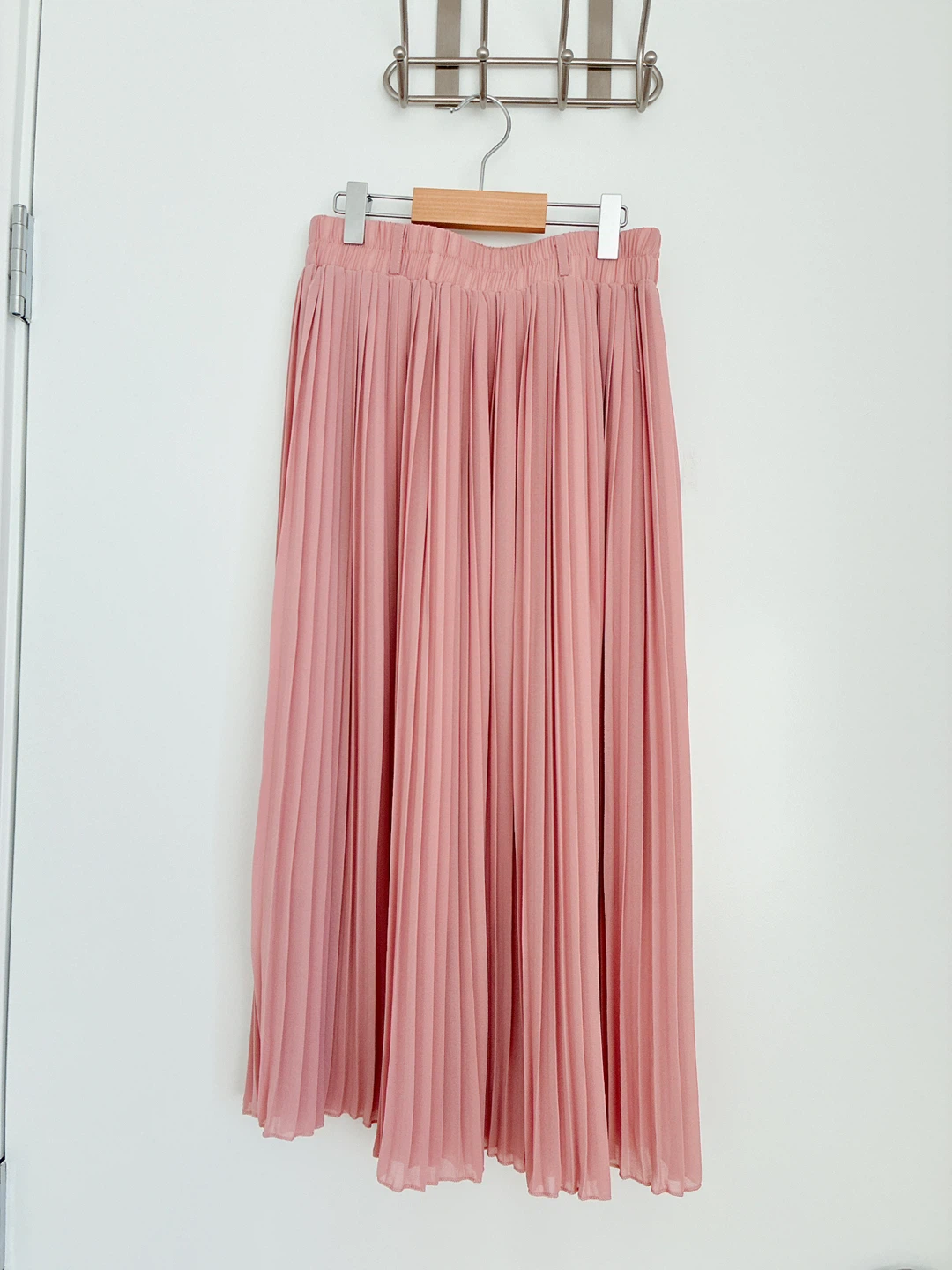 Pink Pleated Midi Skirt