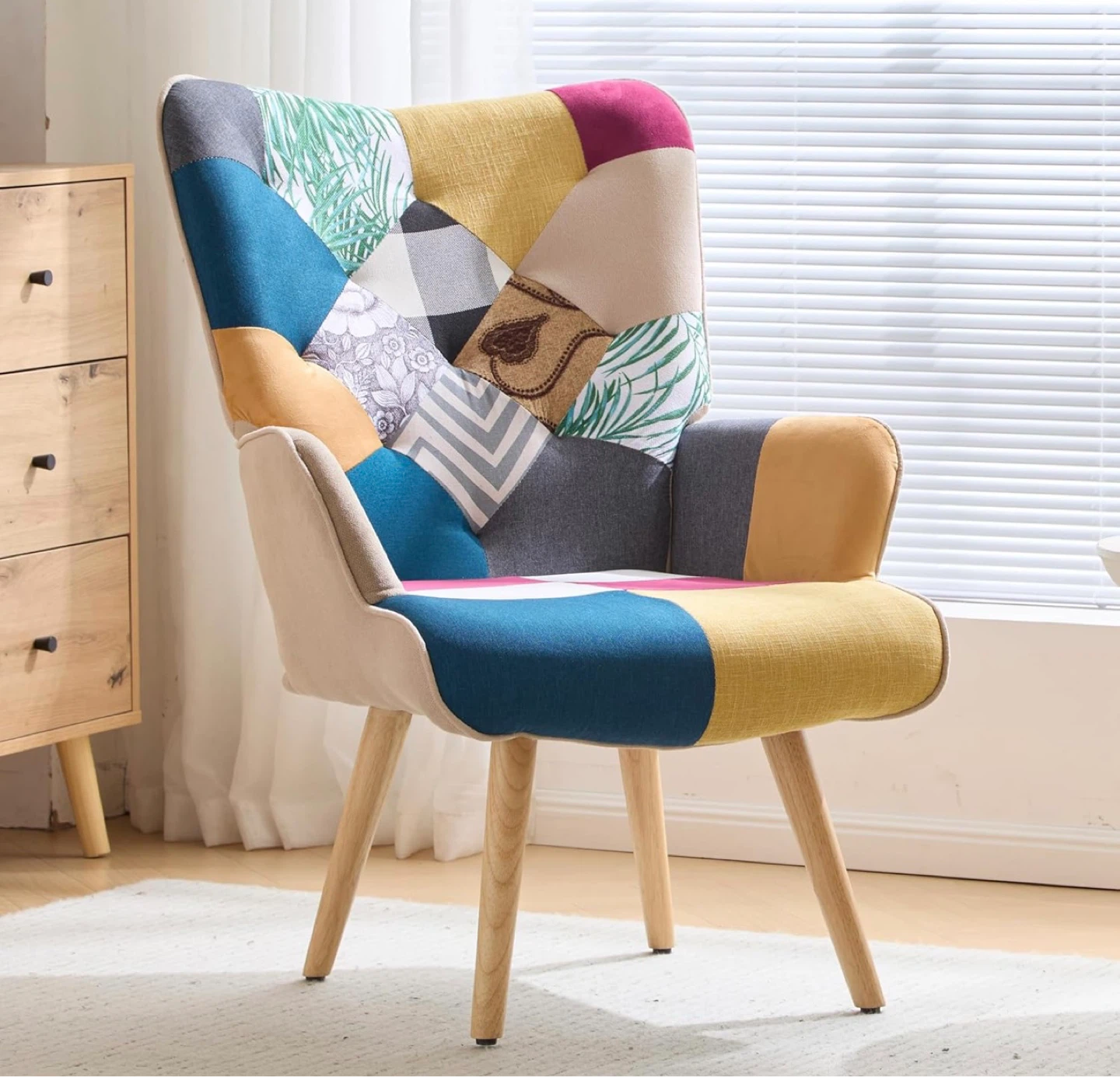 Accent Chair - Soft Fabric, Solid Wood