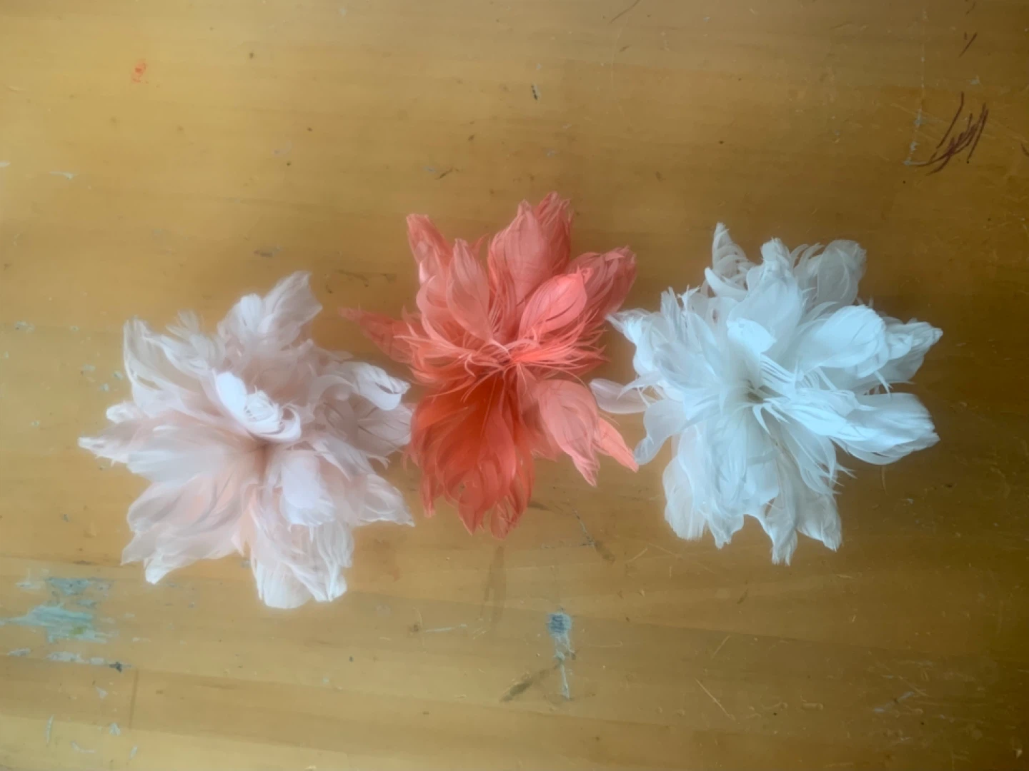 Feather Flower Brooches/Hair Clips - set