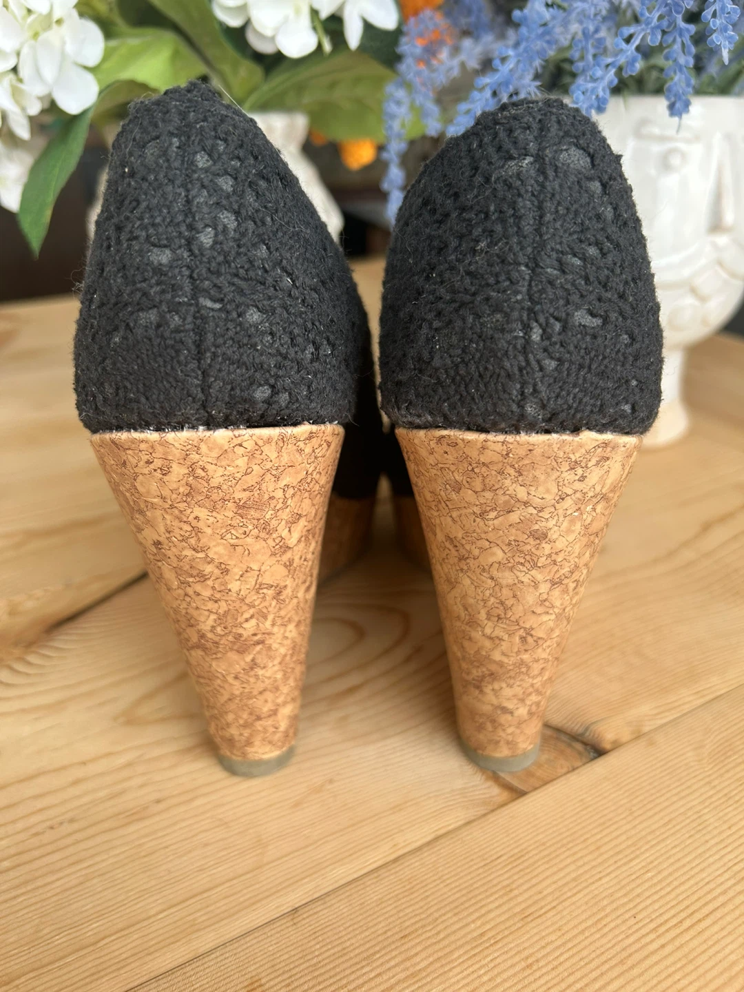 Black Espadrille Wedge Heels Size 8 - photo 5