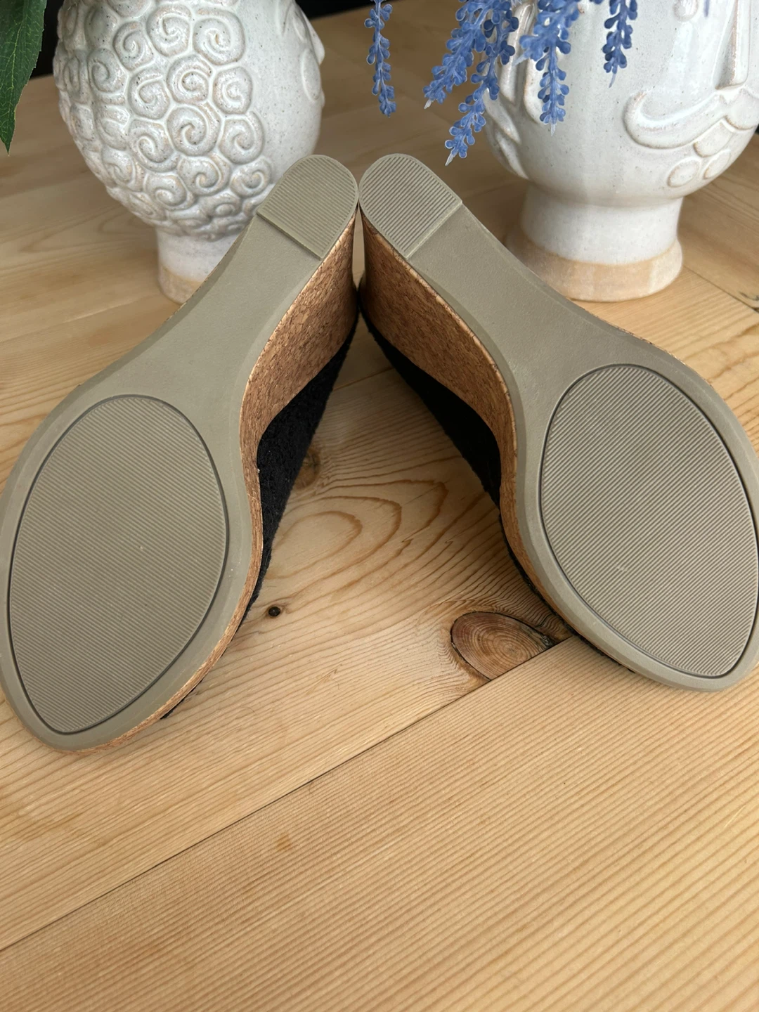 Black Espadrille Wedge Heels Size 8 - photo 4