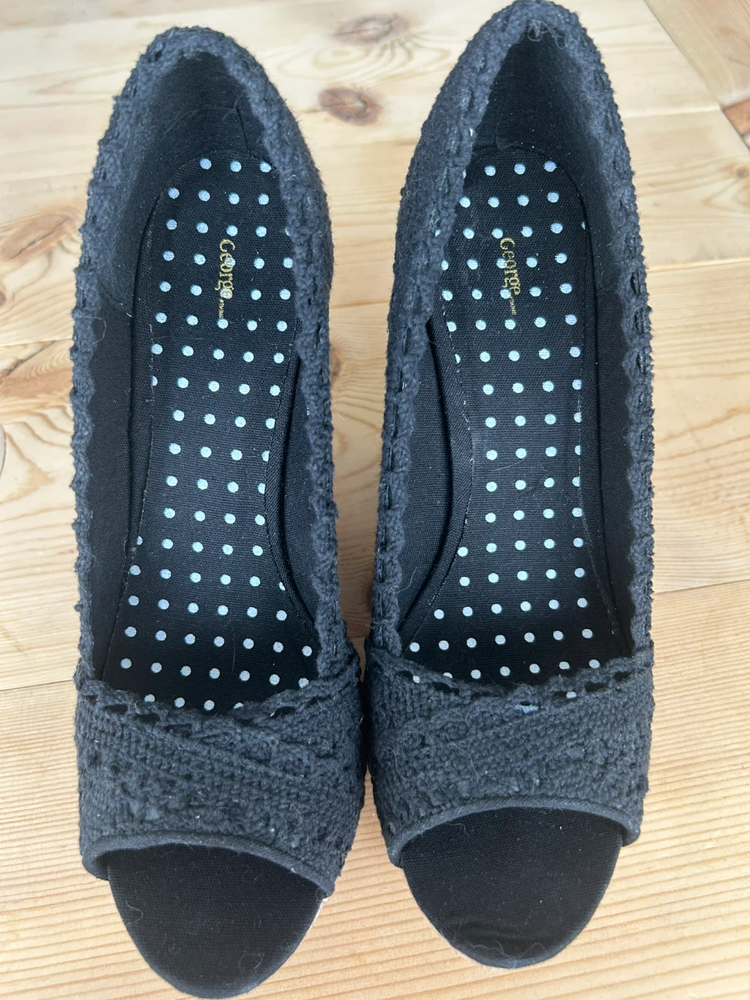 Black Espadrille Wedge Heels Size 8