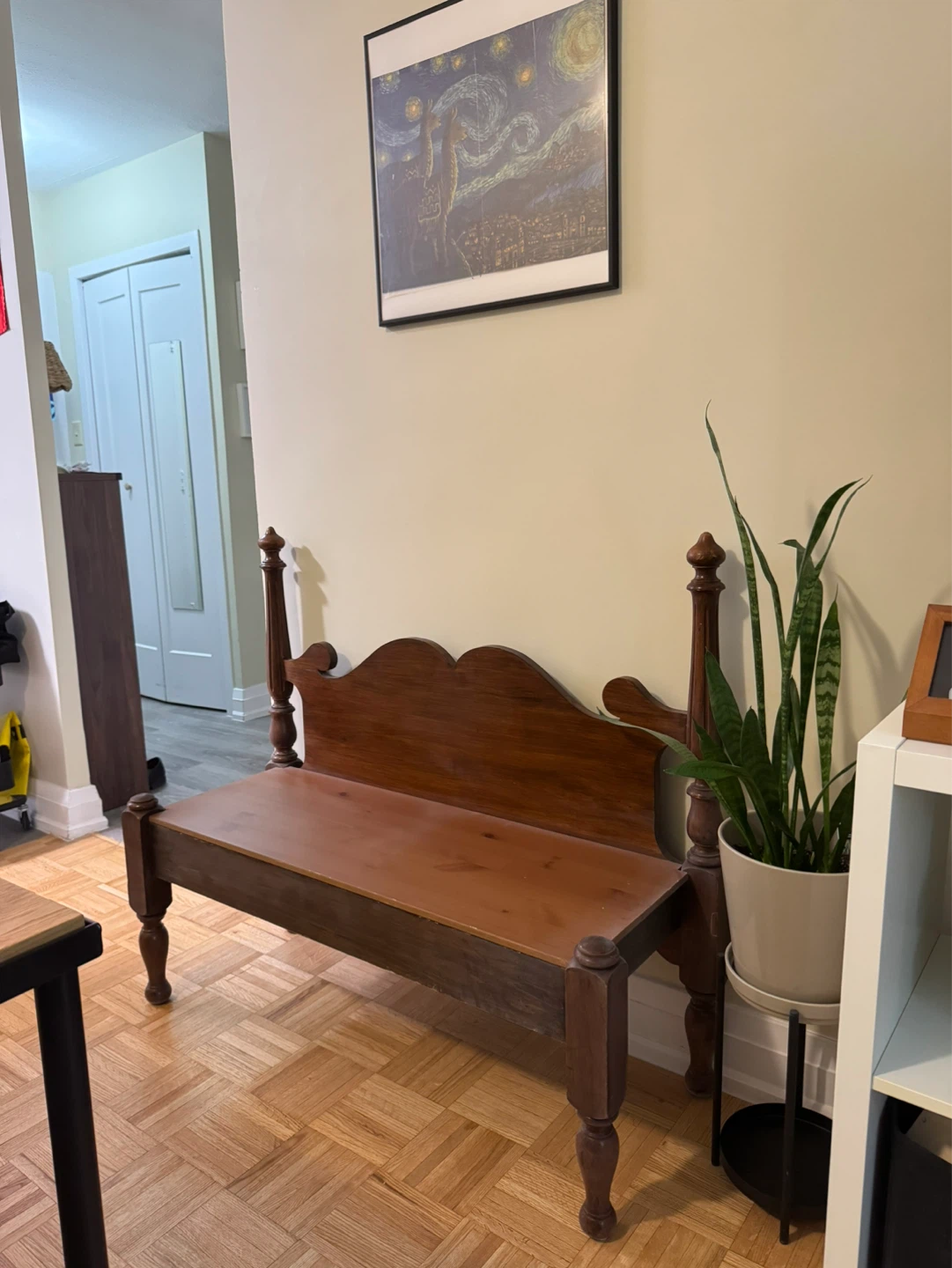 Vintage Wooden Hallway Bench