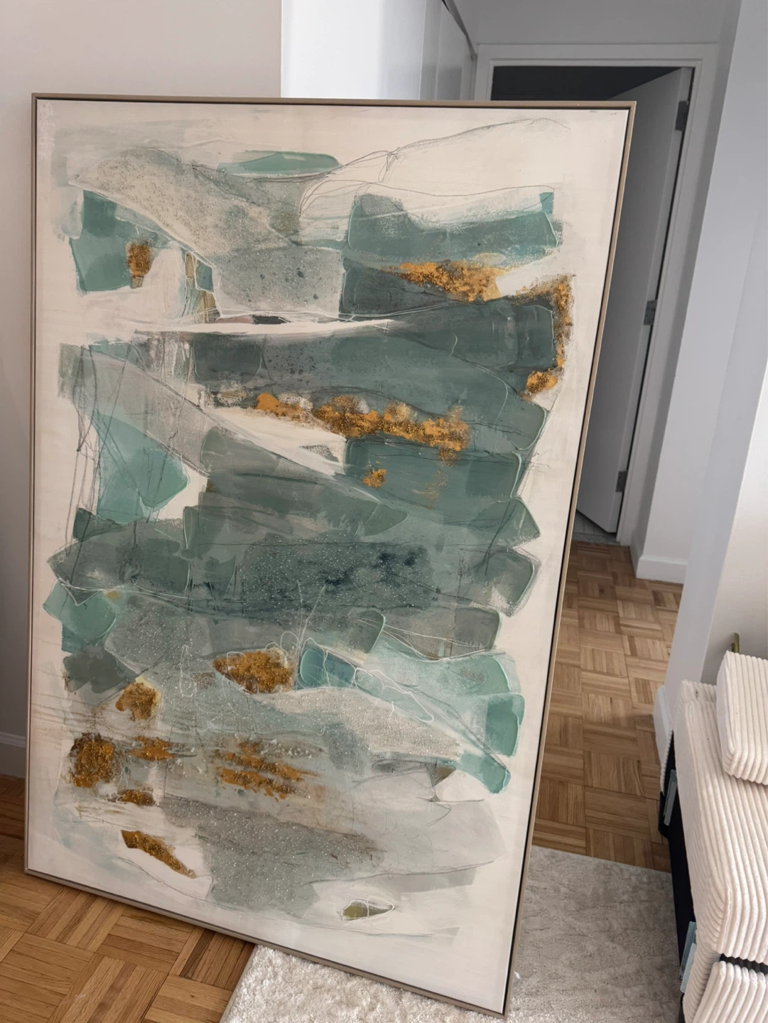 Abstract Wall Art with Gold Accents