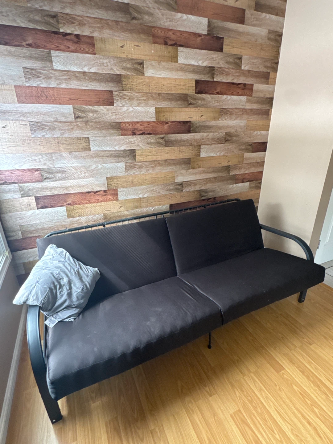 Black Futon Couch with Metal Frame - photo 2