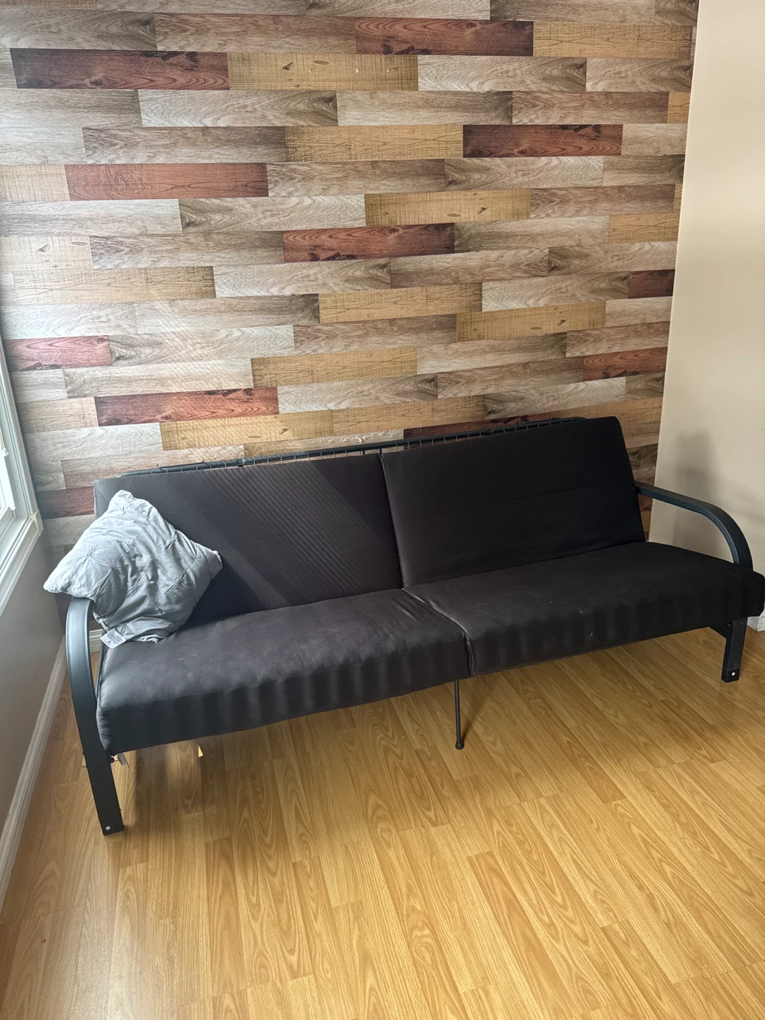 Black Futon Couch with Metal Frame - photo 3