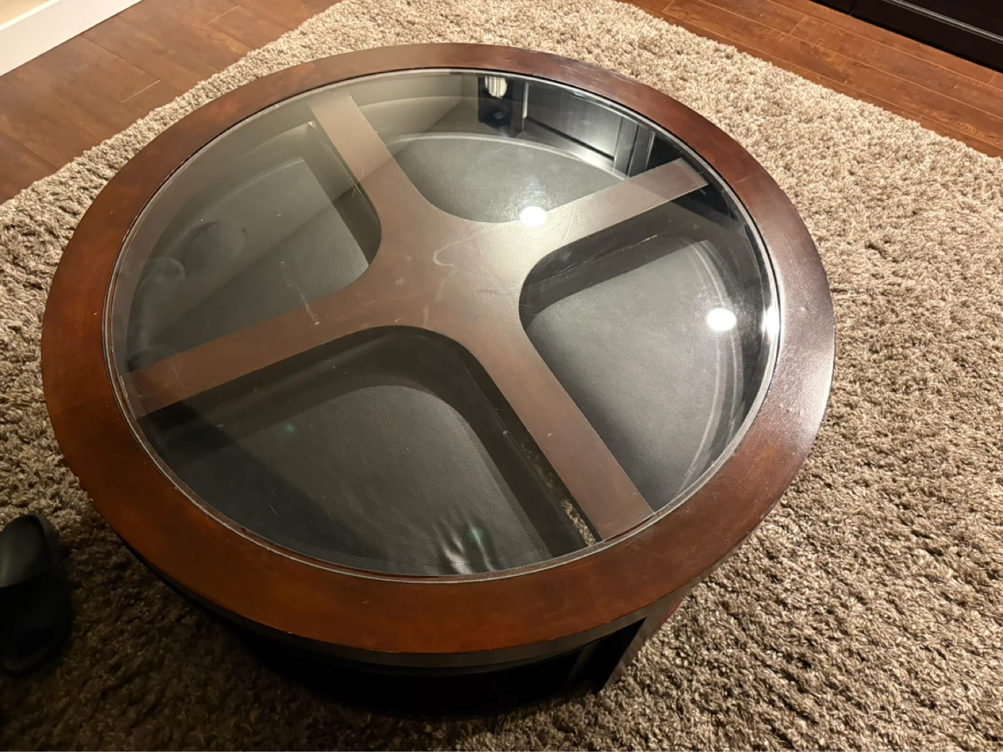 Round Coffee Table with Glass Top