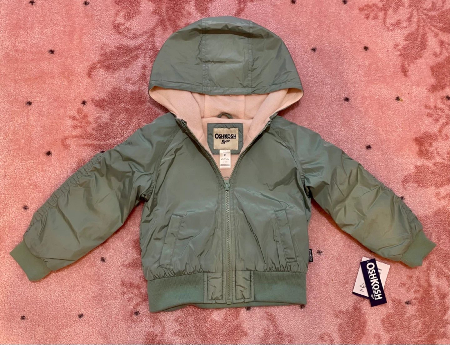 OshKosh B'gosh Kids Green Hooded Jacket - Size 3T