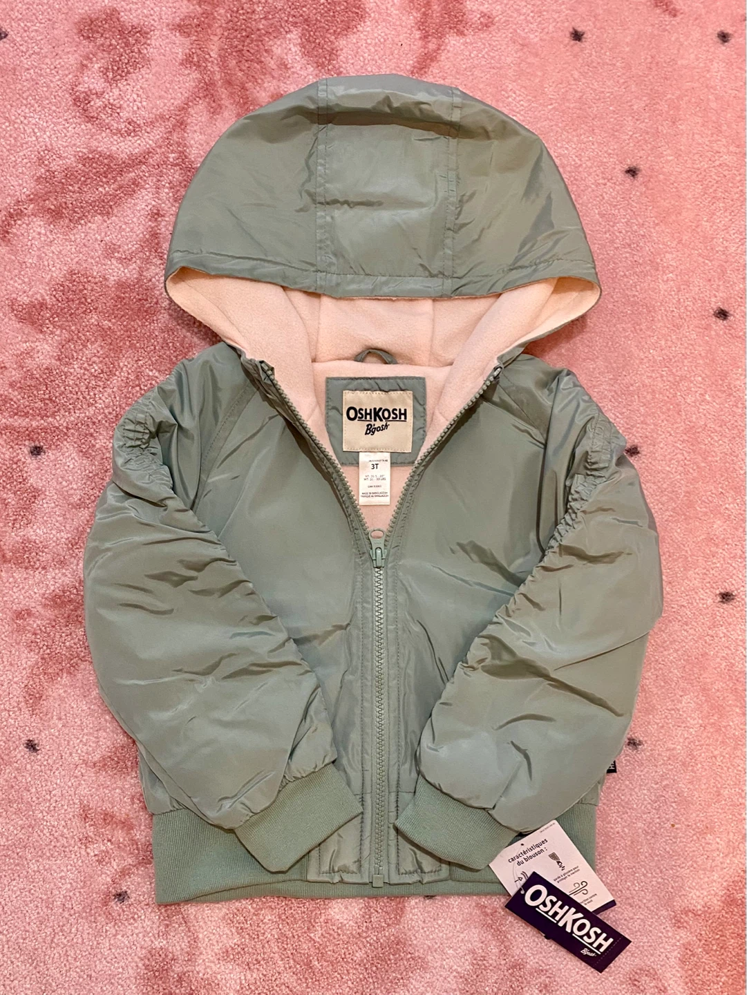 OshKosh B'gosh Kids Green Hooded Jacket - Size 3T - photo 2