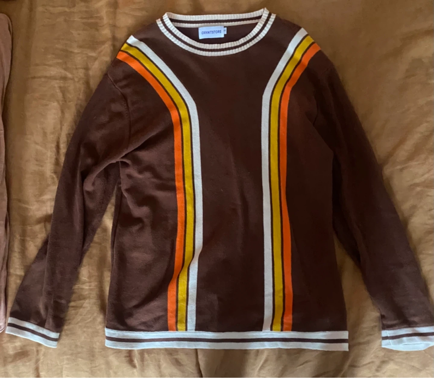 Men’s Retro MCM Oxknitstore Brown striped sweater Small - photo 2