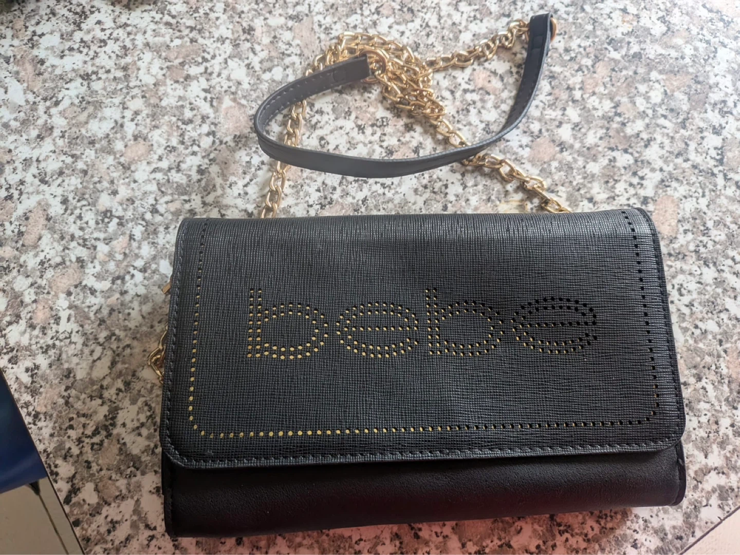 Bebe Black Chain Wallet Clutch