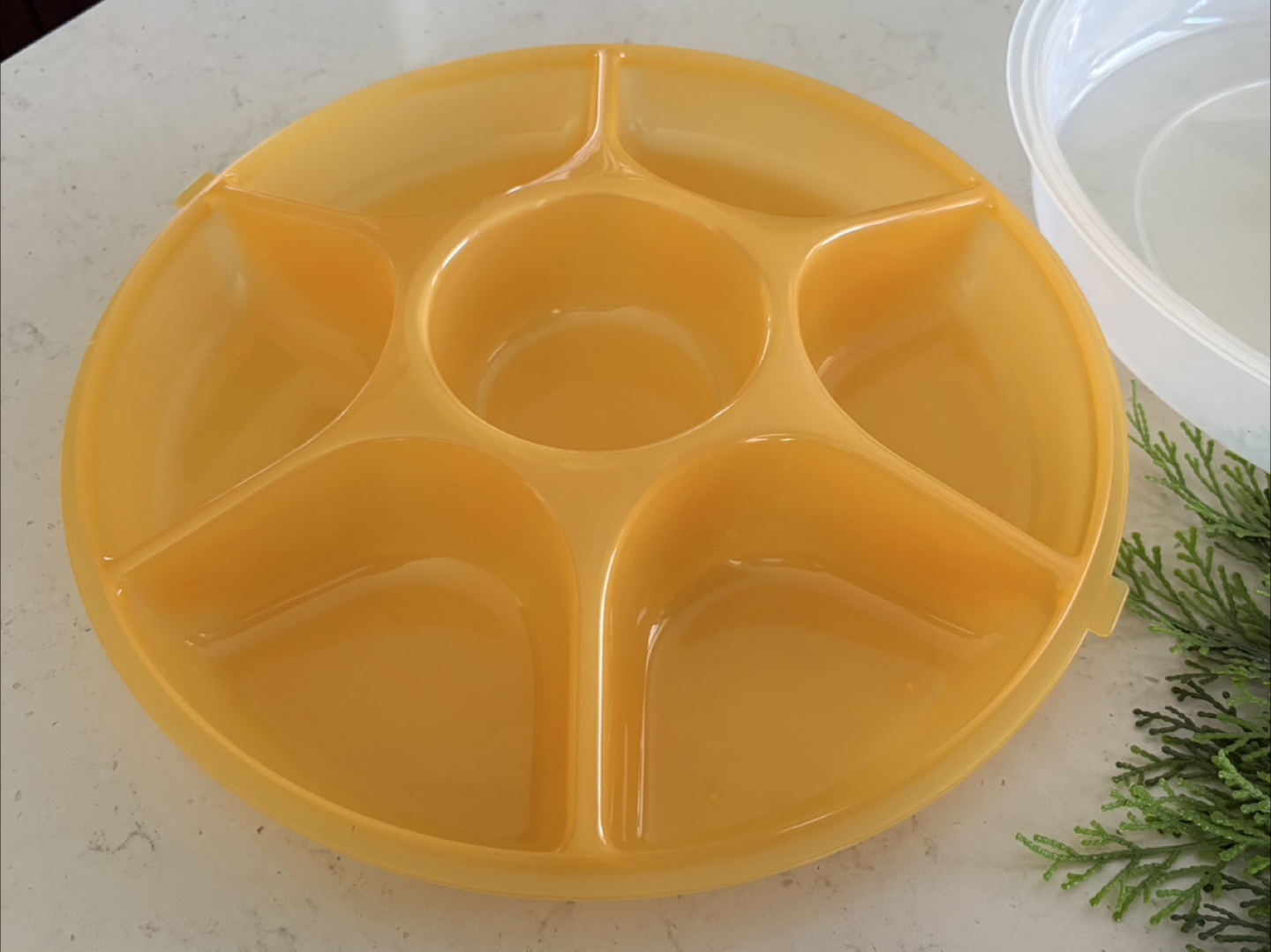 Yellow Divided Serving Platter with Lid - photo 2