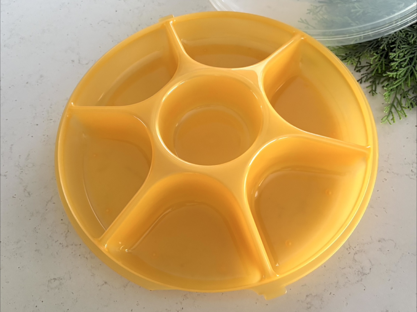 Yellow Divided Serving Platter with Lid - photo 4