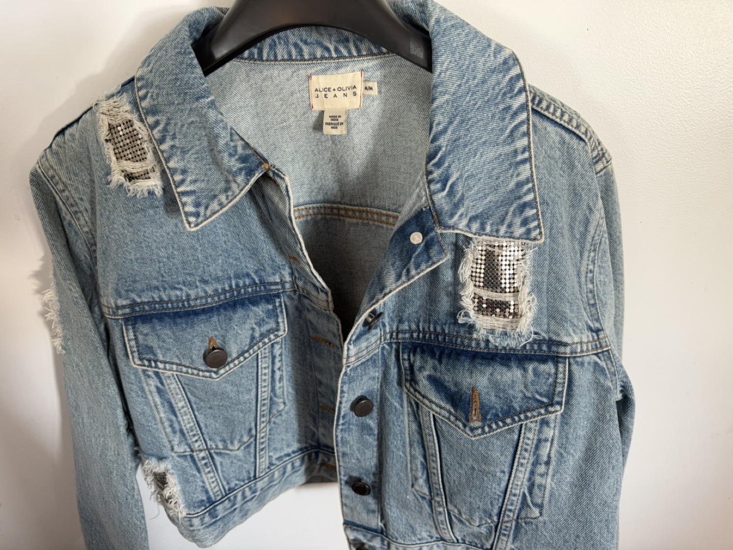 Alice + Olivia Jeans Denim Jacket with sparkly Detail