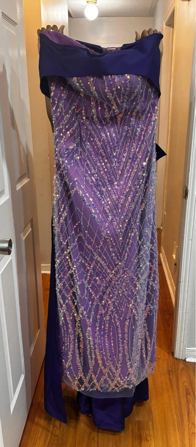 Purple Sequin Corset Gown