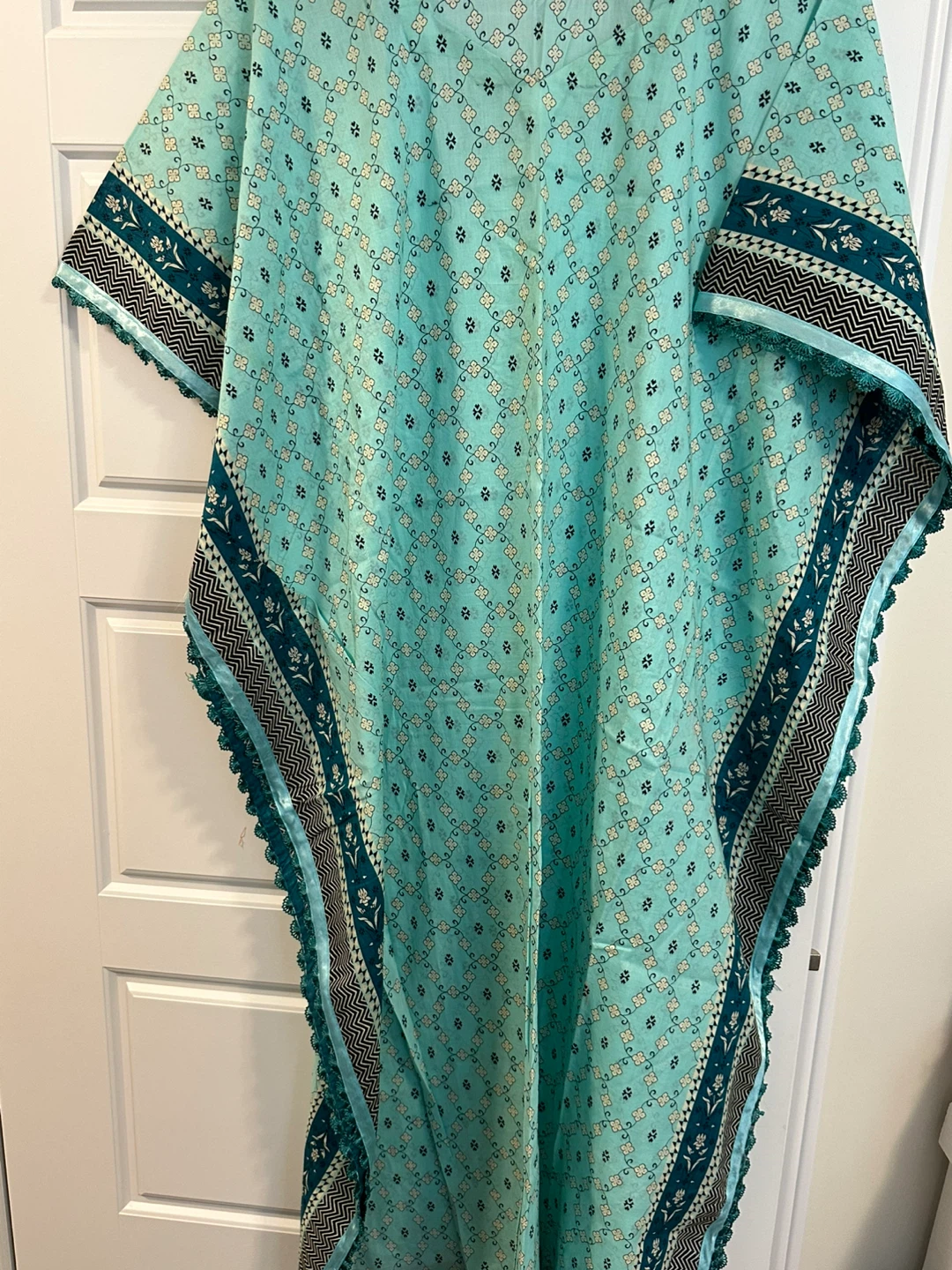 Blue Kaftan Dress with Pattern