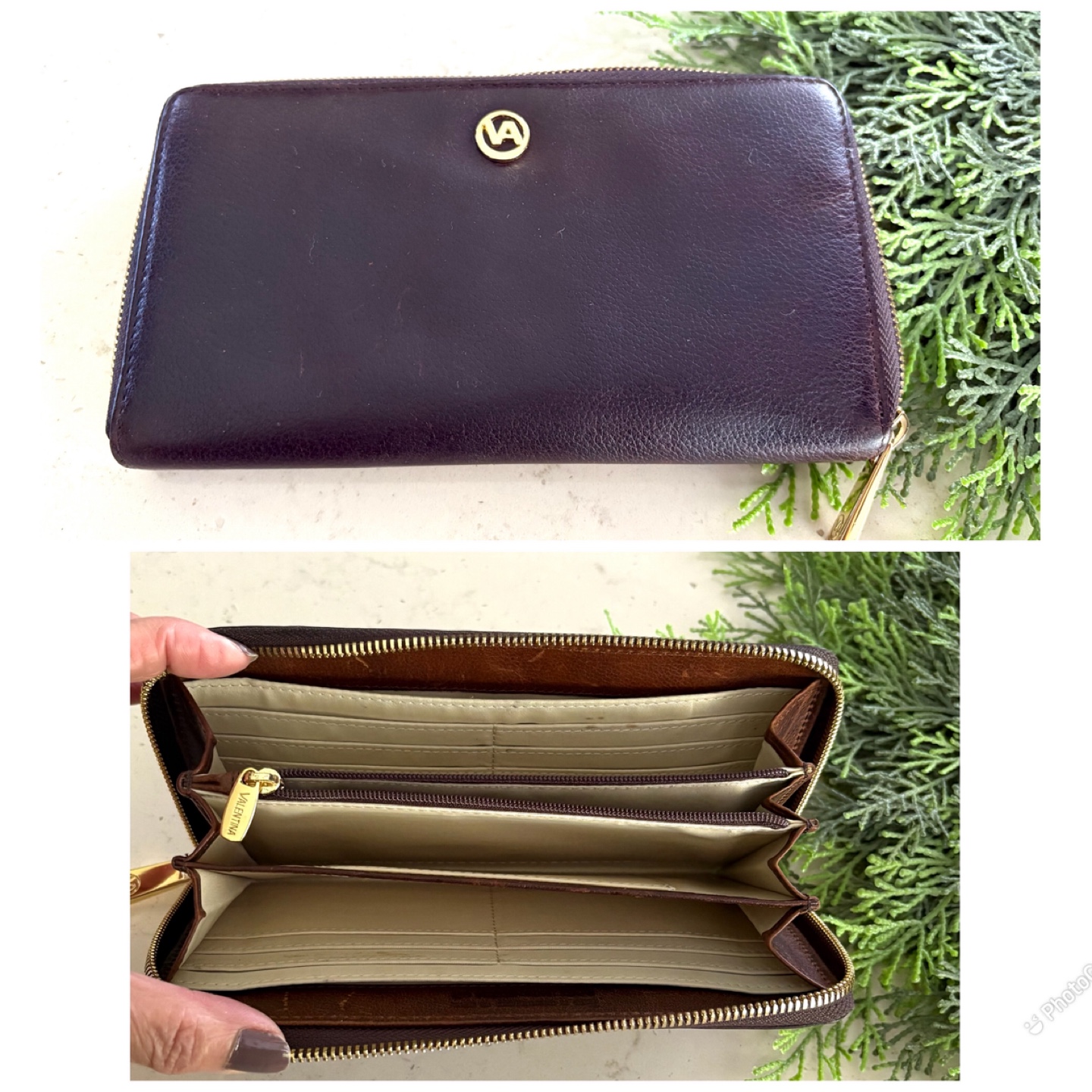 VALENTINA Zip Around Wallet - Brown Leather