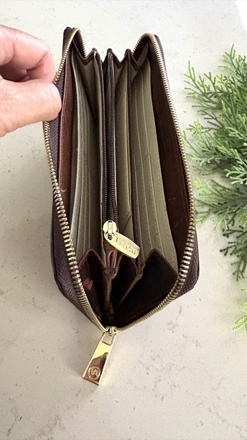 VALENTINA Zip Around Wallet - Brown Leather - photo 4