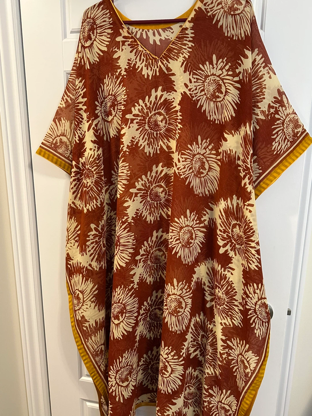 Brown Floral Kaftan Top