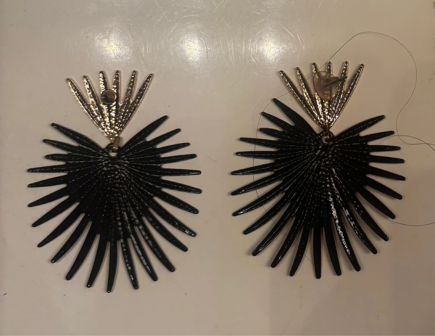 Black Fan Drop Earrings