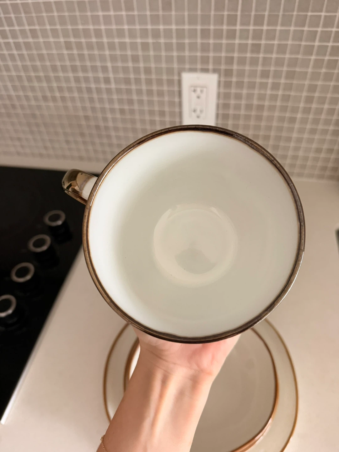 Set of 6 White & Gold Ceramic Coffee Cups - photo 2