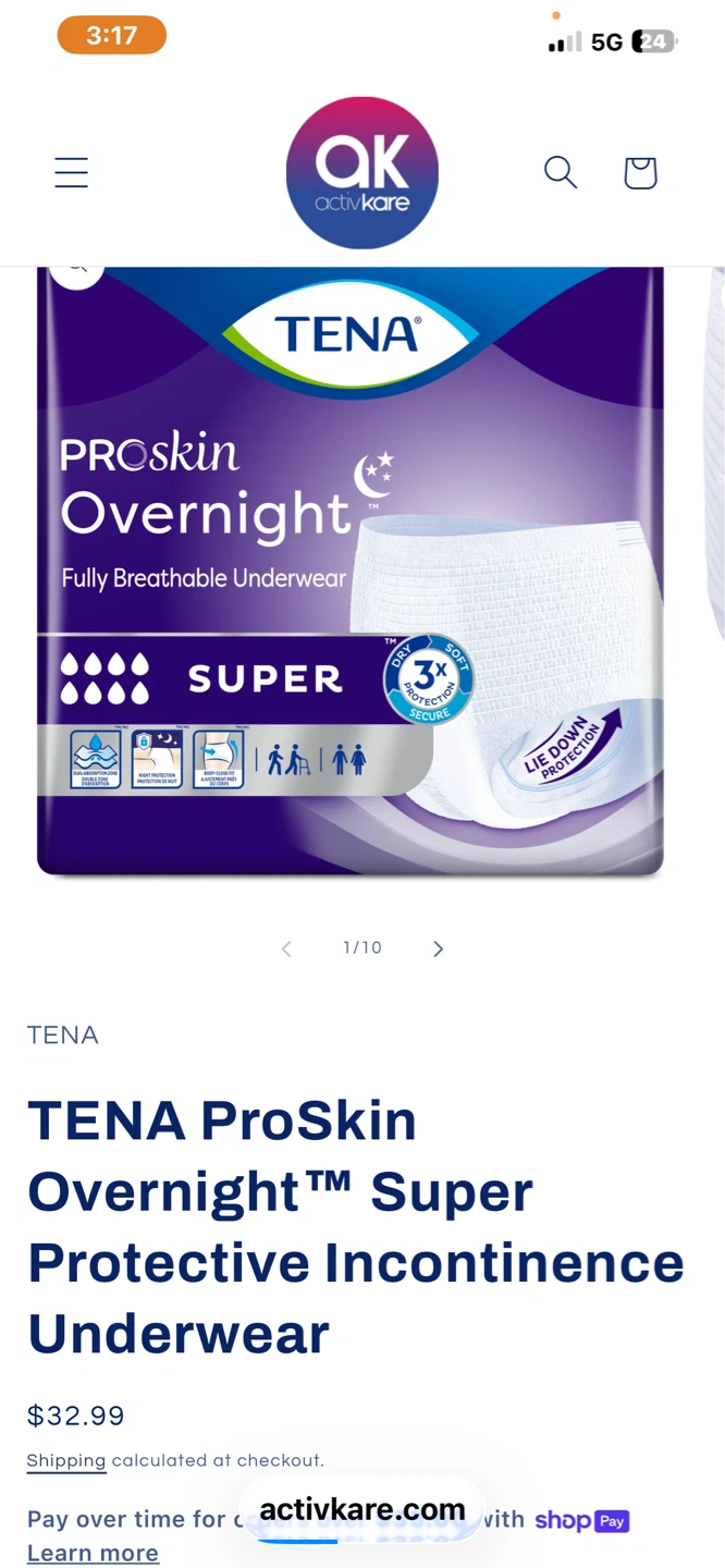 TENA ProSkin Overnight Super Protective Incontinence Underwear