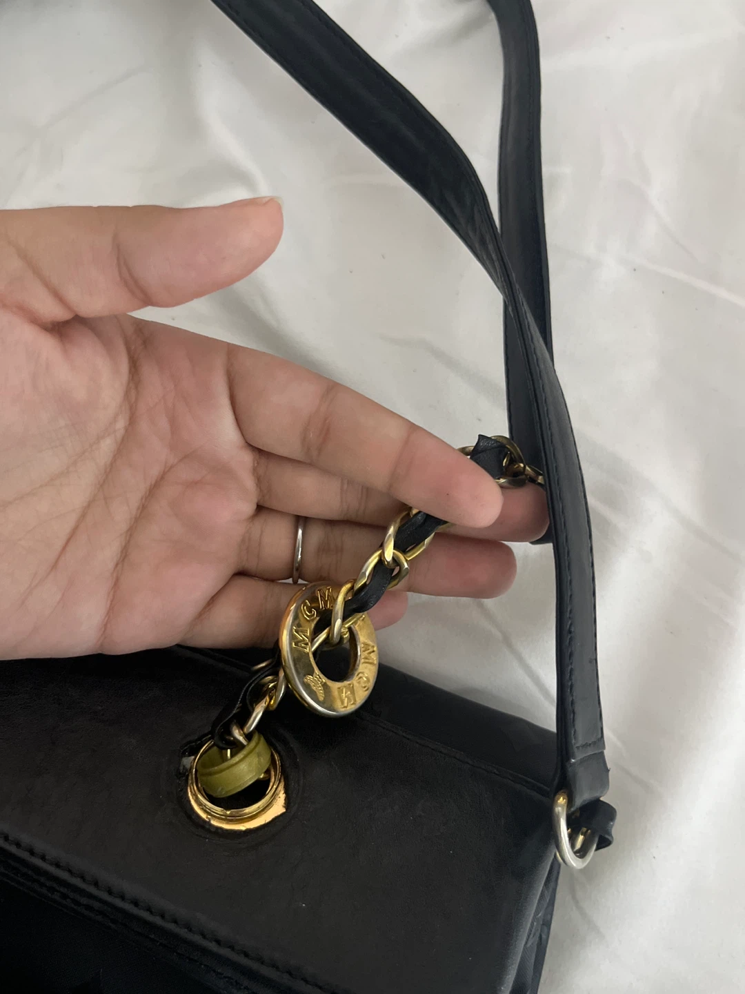 MCM Black Leather Monogram Shoulder Bag - photo 3