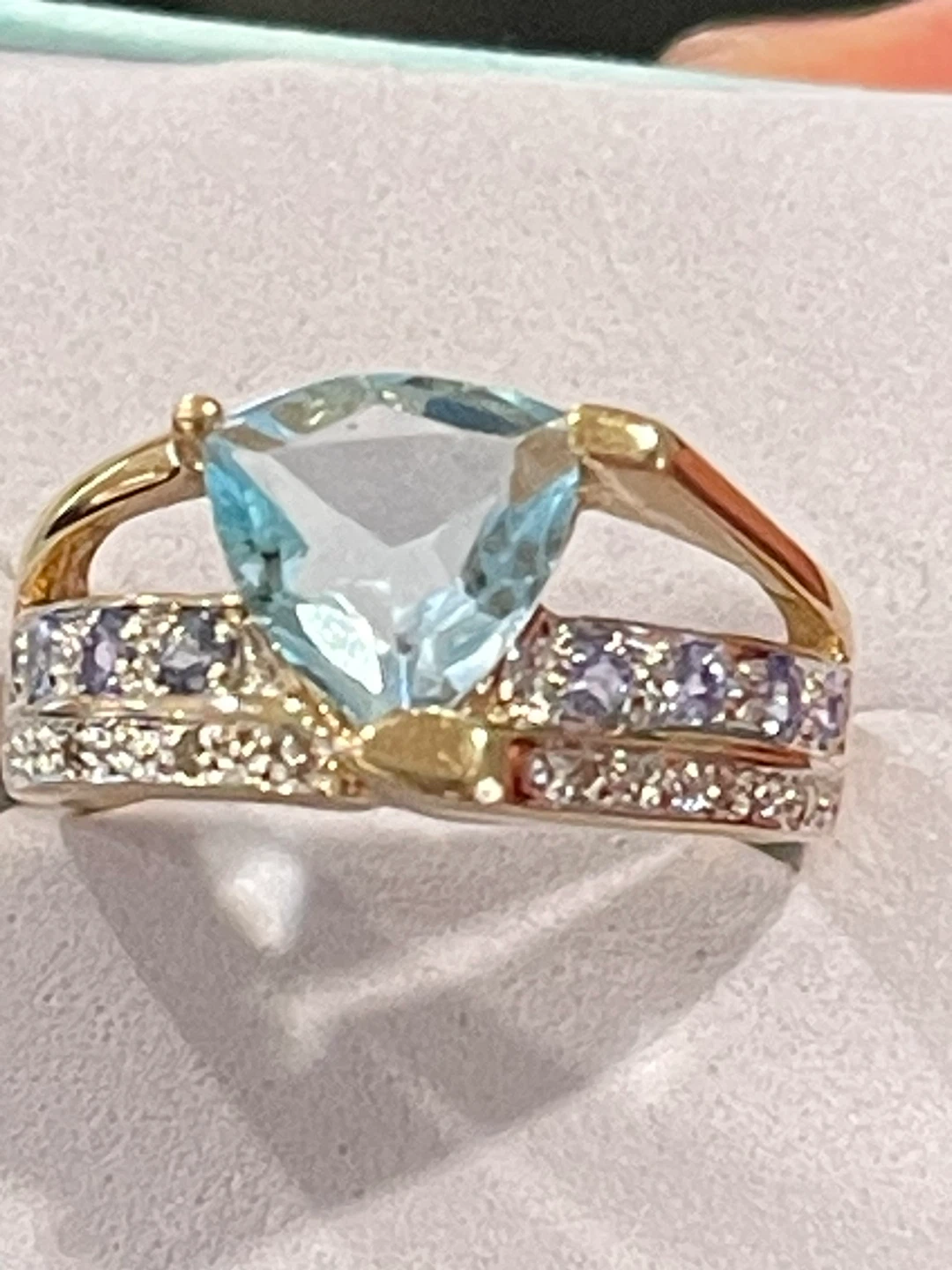 10k yellow gold Ring with tanzanite  aquamarine Gems - photo 2