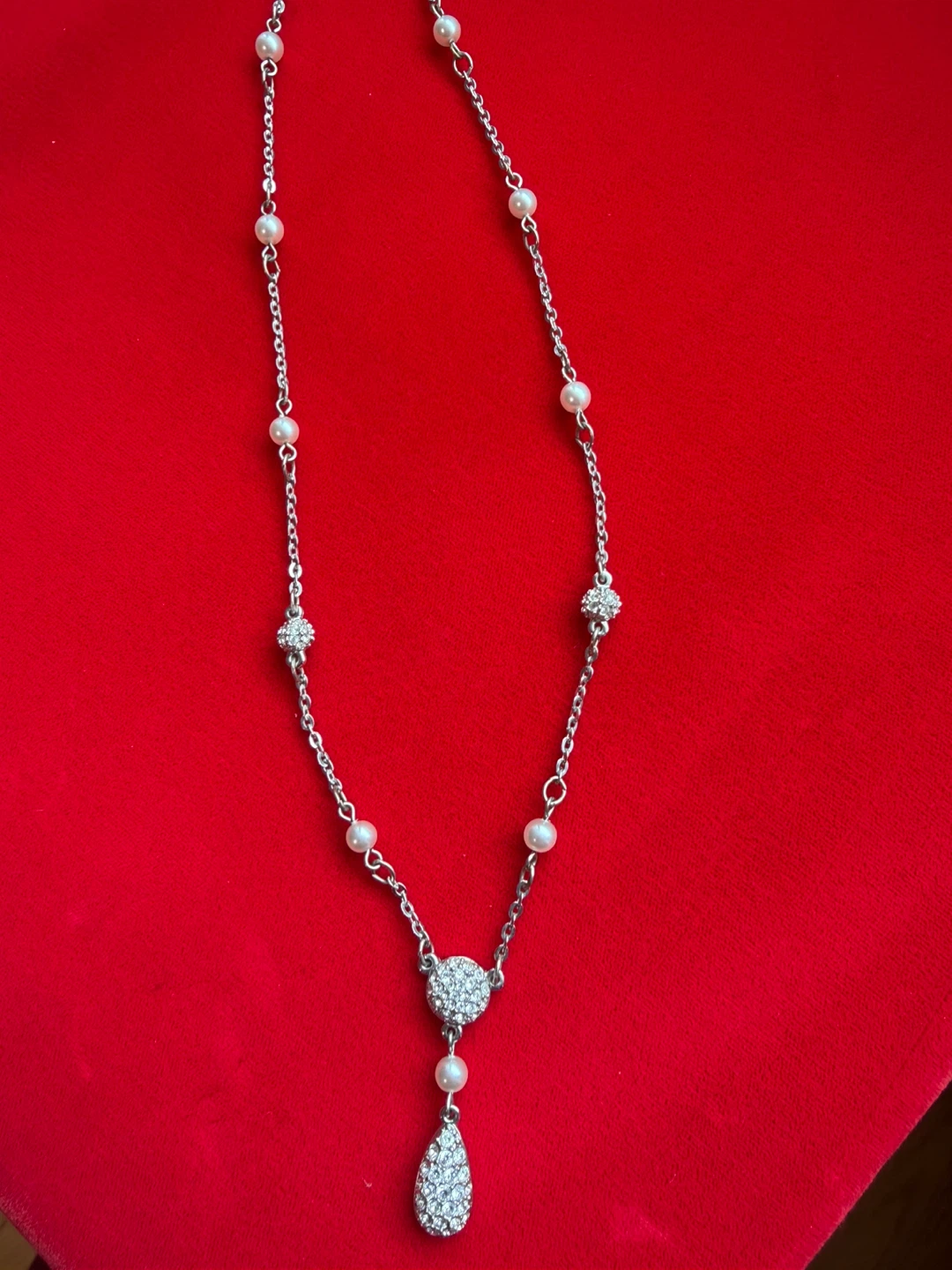 Swarovski Pearl and Crystal Teardrop Necklace - photo 2