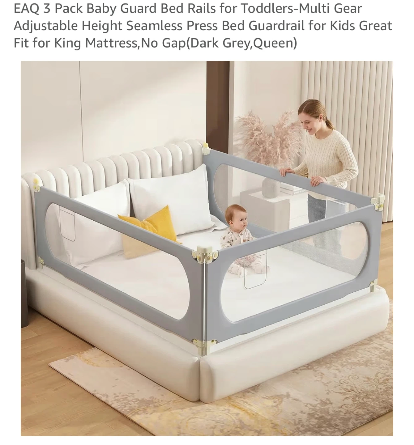 EAQ 3 Pack Baby Guard Bed Rails for Toddlers