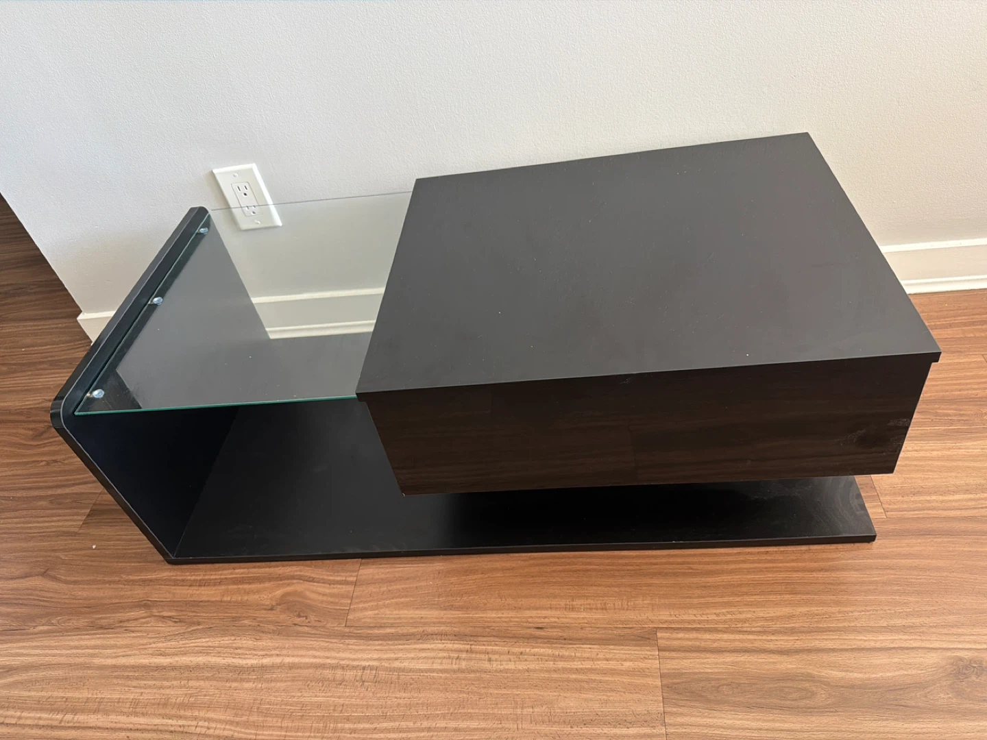 Modern Black Side Table with Glass Top